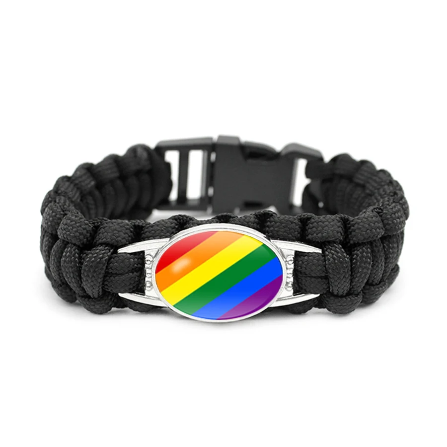 Новый стиль Gay Pride стеклянная Пряжка очаровательные браслеты Радужный Флаг