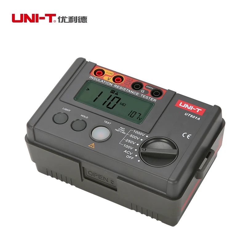 UNI-T UT501A Изолирующий мегомметр вольтметр с тестером на 1000В и функцией проверки цепности с ЖК-подсветкой.