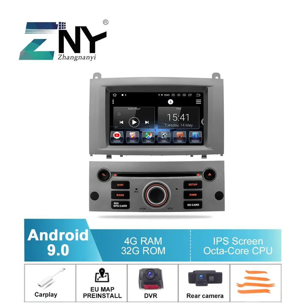 7 &quotips Android 9 0 автомобильный DVD gps для PEUGEOT 407 2004 2010 Мультимедиа Радио FM RDS Wi Fi