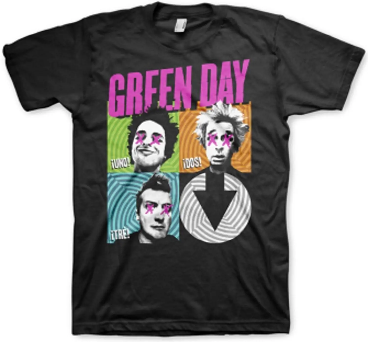 Rockabilia Green Day спираль 4 футболка | Мужская одежда