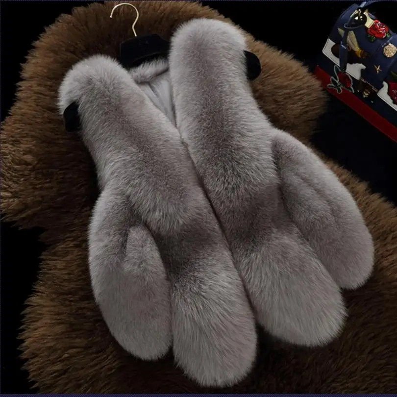 2017 Новинка зимы модные брендовые поддельные меха лисы жилет женская короткая