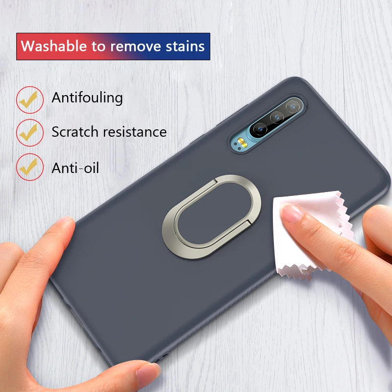 Original Liquid Silicone Case for Huawei P30 Mate 20 Pro on iPhone 7 8 Plus X XR XS Max Soft Candy Cover Ring Bracket | Мобильные