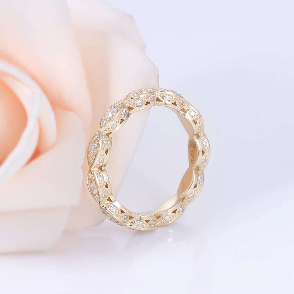 Transgems 14K желтое золото F цвет обручальное кольцо Milgrain Marquise форма старинные ювелирные украшения для женщин