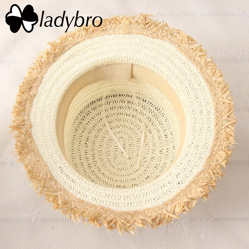 

Ladybro Summer Straw Hat Women's Sun Hat Trip Lady Leisure Pearl Beach Hat Breathable Fashion Flower Cap Flat Fedora Female