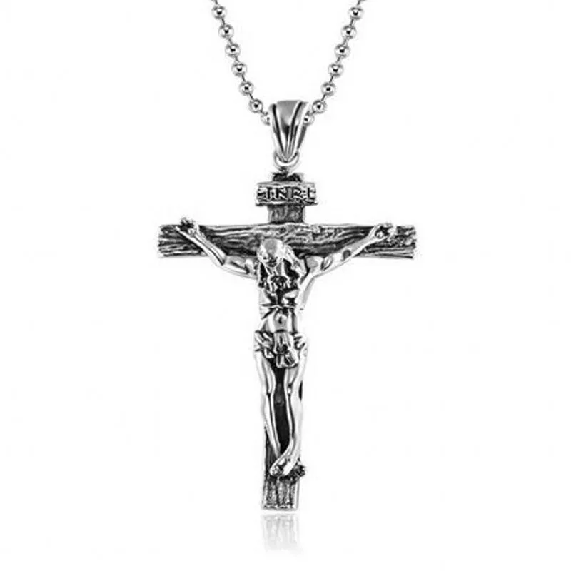 2017 Новый Серебряный INRI Классический 316L Titanium Нержавейки Стали Креста Иисус