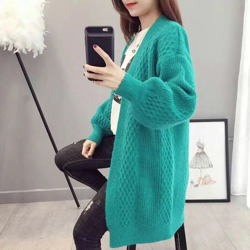 2019 Autumn Winter Fashion Women Long Sleeve loose knitting cardigan sweater Lady Knitted Female pull femme |