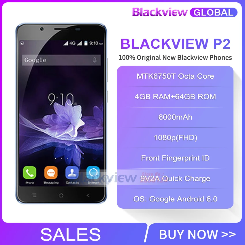Blackview P2, мобильный телефон, 6000 мА/ч, отпечаток пальца, ID, MTK6750T, четыре ядра, 5,5 дюйма, 1080 P, 13 МП, камера, металлический корпус, 9V2A, быстрая зарядка