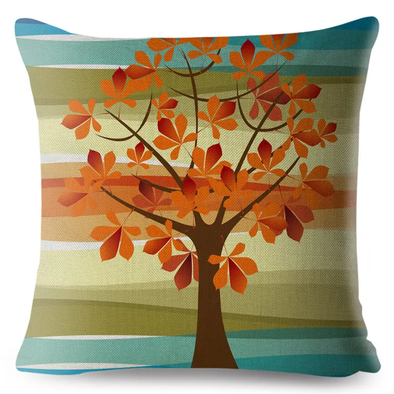 Autumn Colorful Tree Leaves Leaf Print Pillow Cover 45*45 Cushion Linen Throw Pillows Cases Sofa Home Decor Covers | Дом и сад