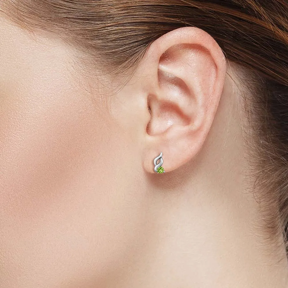 GemStoneKing 0.14 Кт Круглый 2.5 мм Natural Green Перидот женская Простой Элегантный Серьги