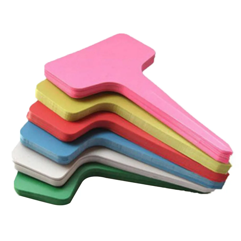 

100pcs Plastic Many colors T-type kindergarten plants Labels flower pot thick tag marker for plants garden ornaments ins