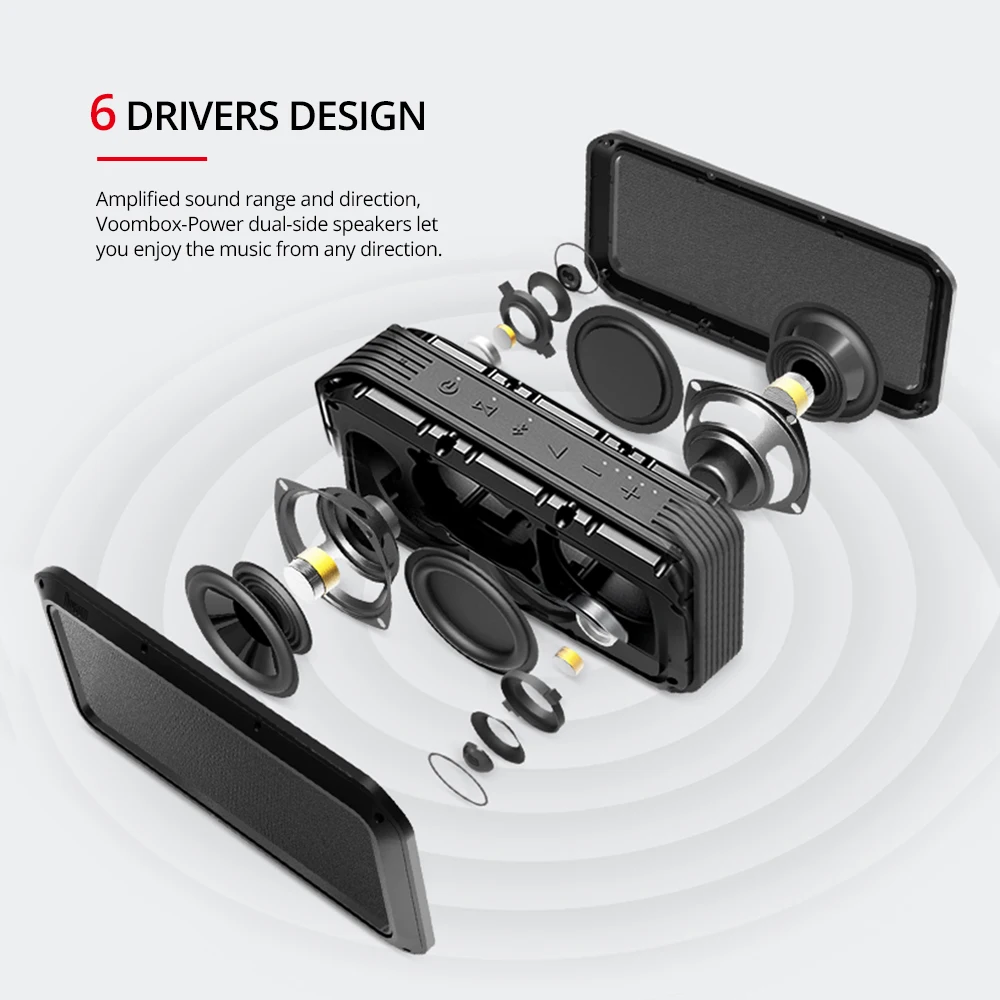 Divoom Voombox мощная Беспроводная колонка портативная Bluetooth Колонка TWS 30 Вт тяжелый бас NFC 10 м с 6000 мАч и водонепроницаемостью IPX5