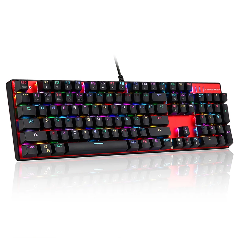 MOTOSPEED CK104 игровая проводная светодиодная подсветка механическая клавиатура 104