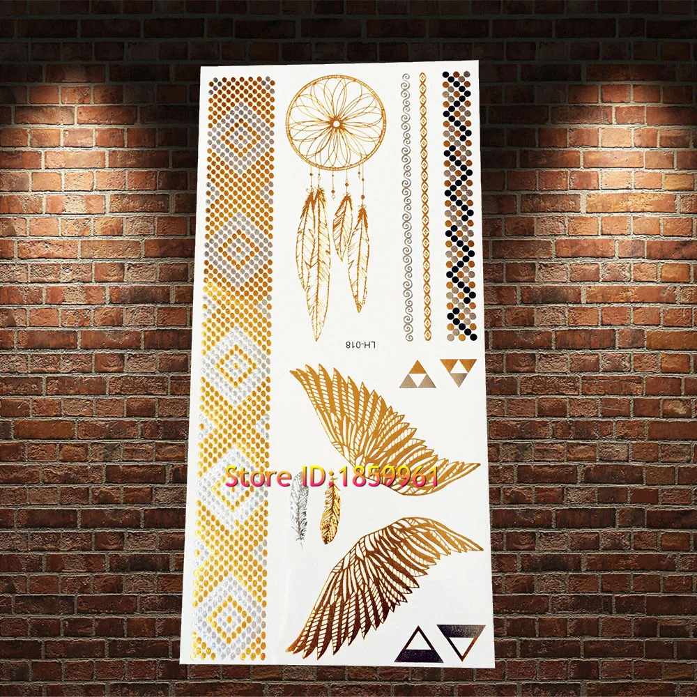 1 шт. изысканное боди-арт золотая металлическая Татуировка павлина Феникса