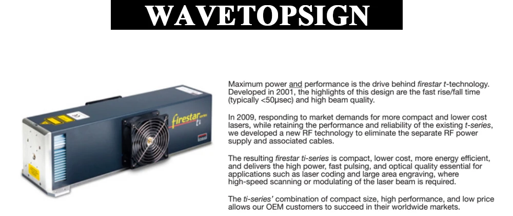 WaveTopSign CO2 RF Synrad 60 Вт Ti60-Fan лазерная трубка металлическая CO2 лазерная трубка 60 Вт
