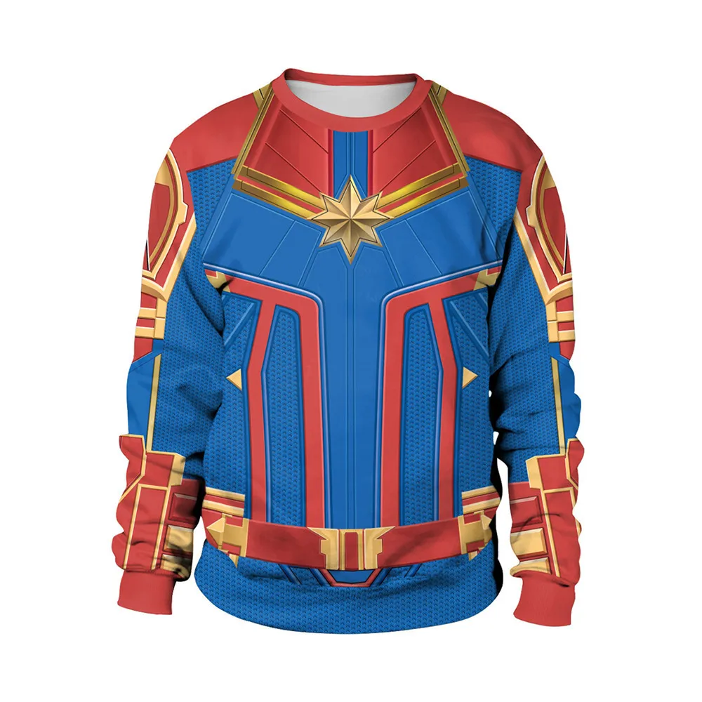 Косплей мужской женский свитер капитан Марвел костюмы Carol Danvers Ms Marvel 3D куртка с