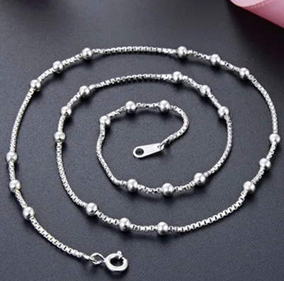 YJAX002201 New Fashion Minimalist Lady Accessories 1.2 Octagonal Bag 3.0 Beads 3:3 Necklace S925 Sterling Silver Jewelry | Украшения и