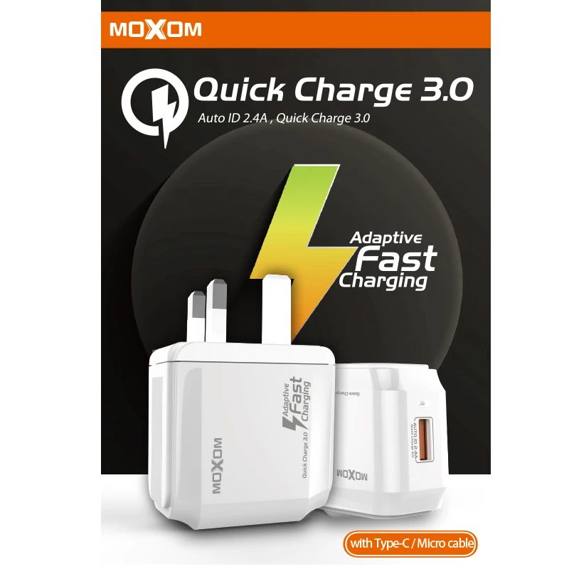 Быстрая зарядка MOXOM 3 0 зарядное устройство USB QC3.0 QC быстрая с вилкой Стандарта