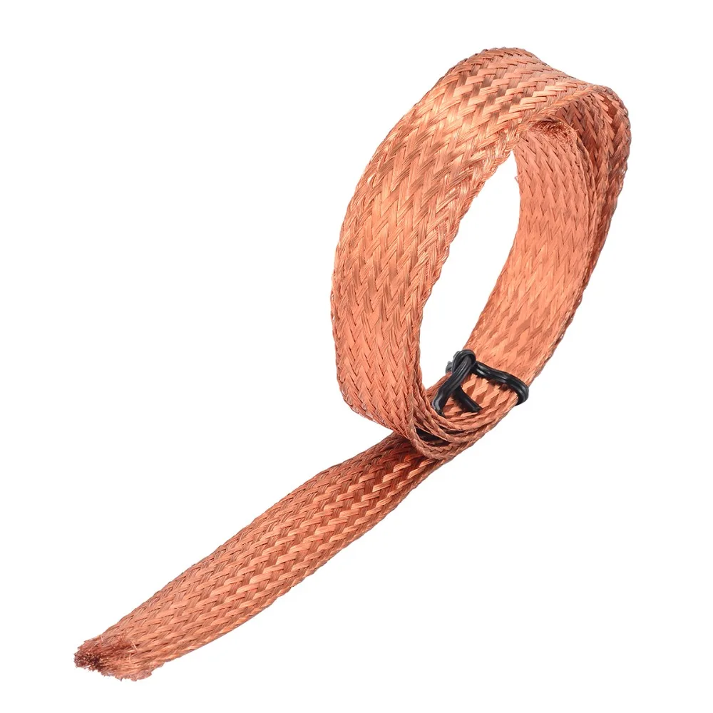 

1m 3.3ft 15mm Flat Pure Copper Braid Cable Bare Copper Braid Wire Ground Lead High Flexibility Cable Bare Copper Braid Lead Wire