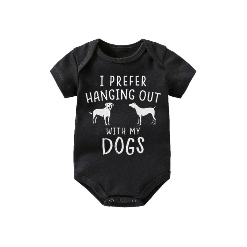 

New Design fashion I prefer hanging out with my dogs baby bodysuit customized baby boy girl clothes