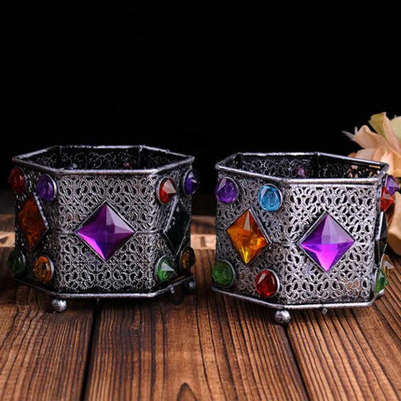 1 шт. марокканский стиль винтажный металлический Железный подсвечник для