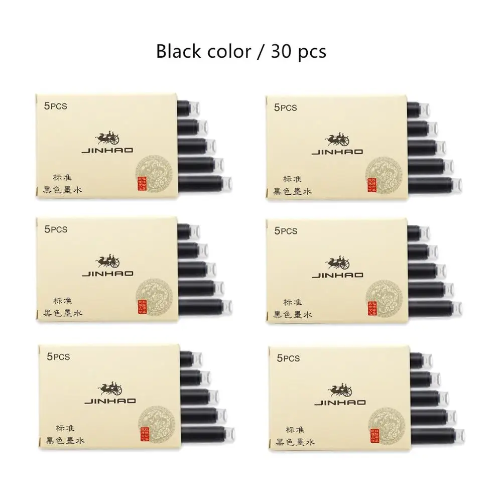 Black color 30 шт./лот, черный, синий, красный цвет, чернильный картридж для перьевая ручка Jinhao, диаметр 2,6 мм, канцелярские принадлежности для офиса, школы, A6294 - Цвет: Black color