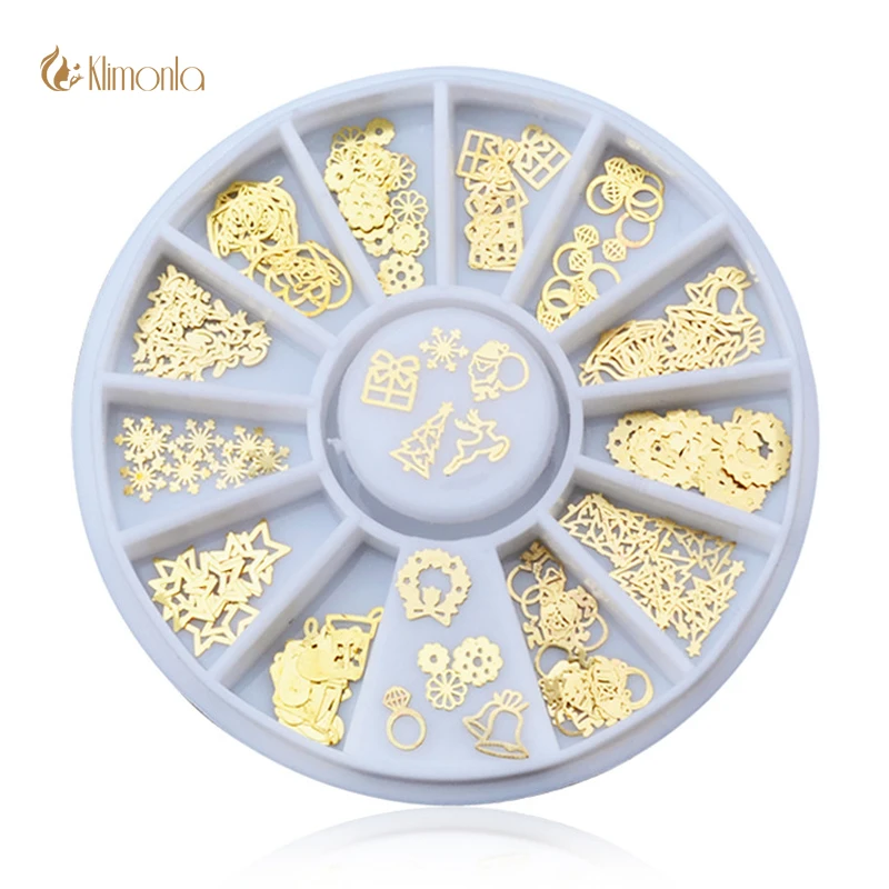 1 шт. рождественские украшения для ногтей золотые ажурные снежинки колокольчики