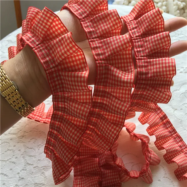 10y High Quality Lattice Pleated Ruffle Lace Trim DIY Handmade Pillow Sofa Curtain Doll Clothes Skirt Accessories Material | Дом и сад