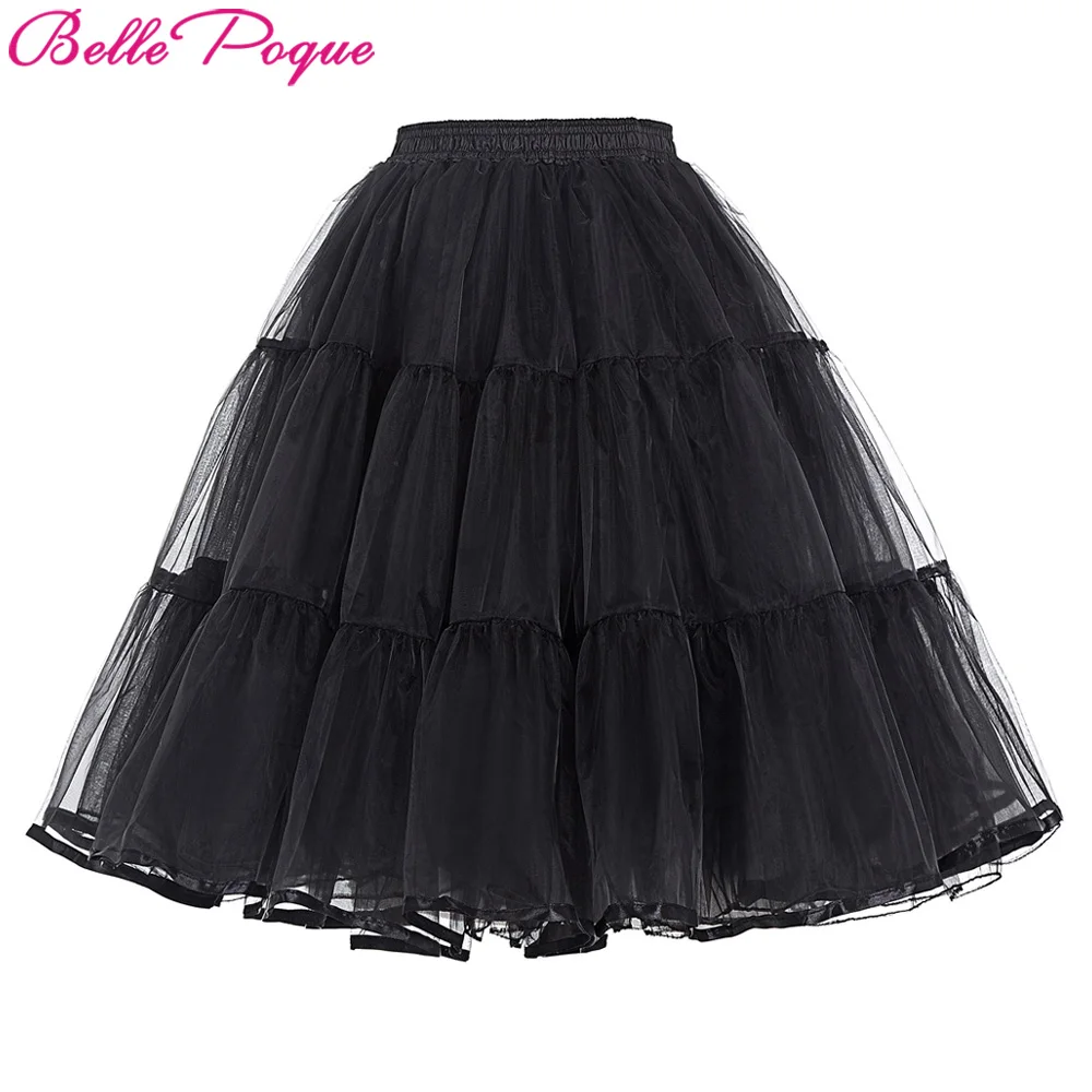 Belle Poque Skirt Women Retro Solid Tulle Black/White/Red Crinoline Girls' Underskirt Summer Party Skirts Woman Petticoat | Женская
