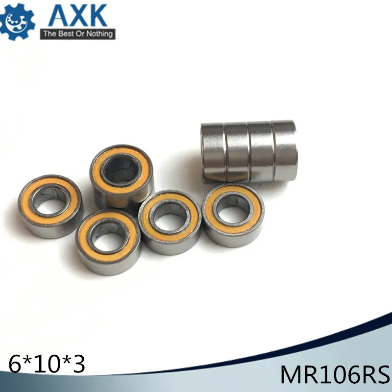 

MR106RS Bearing ABEC-3 (10PCS) 6X10X3 mm Miniature MR106-2RS Ball Bearings Orange Sealed MR106 2RS Bearing