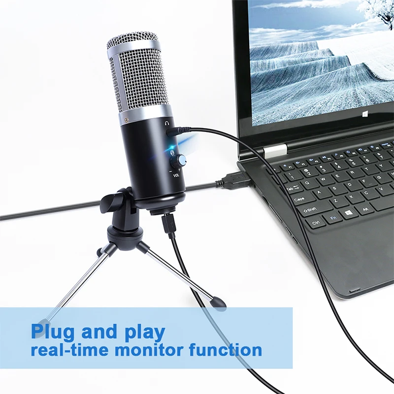 Профессиональный микрофон конденсатор для компьютера ПК USB штекер + штатив Стенд
