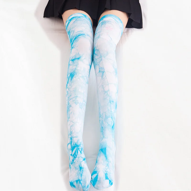 Бархатные женские колготки с галстуком для ночного клуба - Цвет: light blue stocking