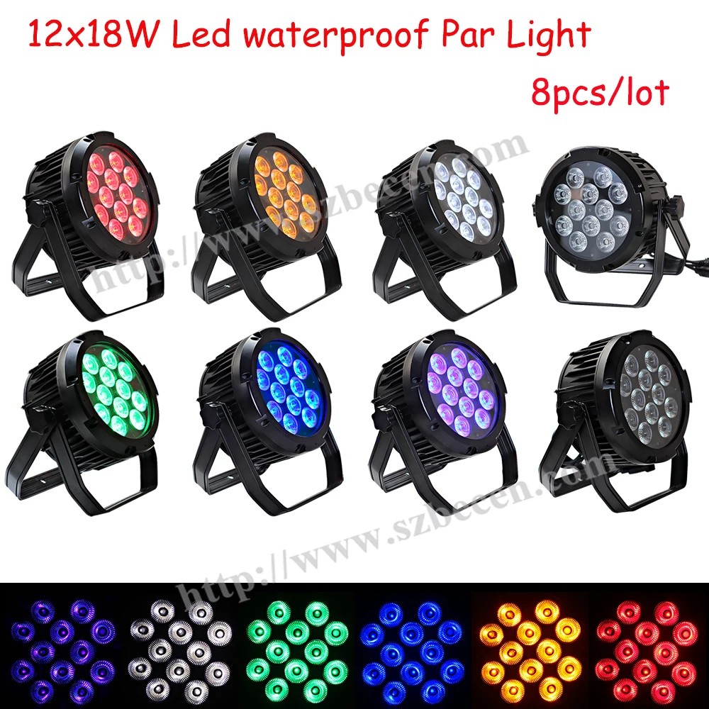 BECEN 8 шт. 12X18 Вт водонепроницаемый led Par ОСВЕЩЕНИЕ профессиональный сценический DJ