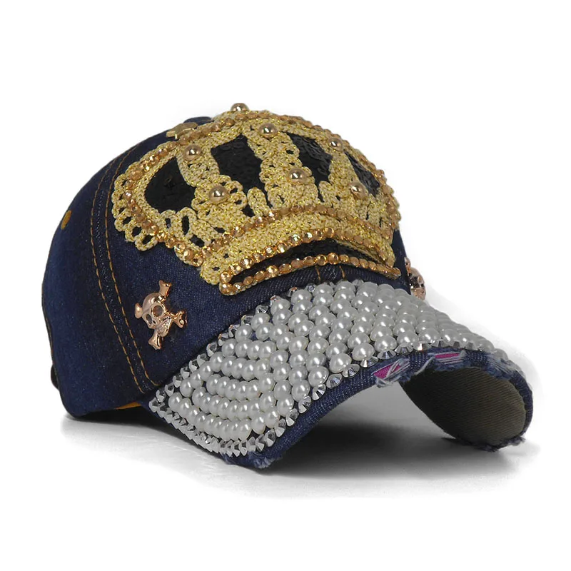 Стразы бейсболка с жемчугом шикарная Корона жемчужные блестки Casquette роскошная