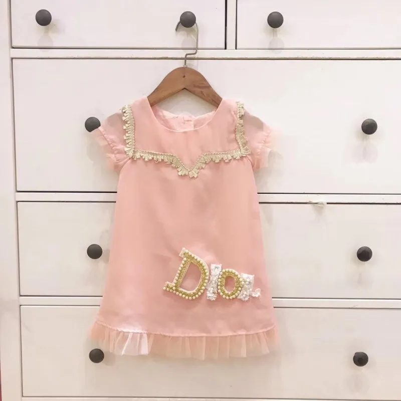 pink Коллекция года, модное Летнее нарядное платье для девочек розовое платье принцессы высококачественные детские однотонные платья милые детские платья с бисером для девочек - Цвет: pink