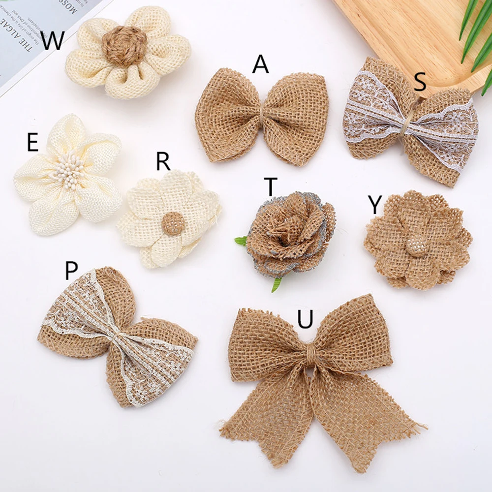 Джутовая шляпа ручной работы с цветами 9 шт. натуральные вечерние украшения