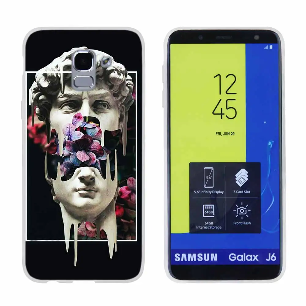 Pattern12 Искусство Дэвид статуя цветок для чехол для телефона samsung Galaxy j6 J8 J7 J5 J3 J4 Plus J610 Prime Мягкий силиконовый чехол - Цвет: Pattern12