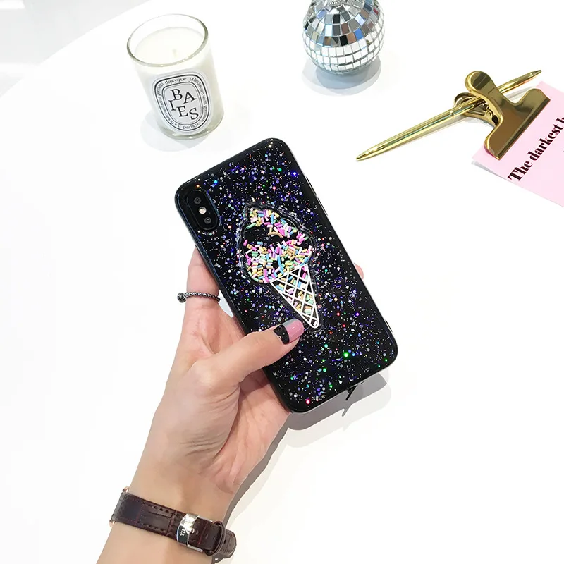 Jiban Новые блестящие 3D Мороженое Радуга Блёстки Телефон чехол для iPhone X 8 плюс Блеск