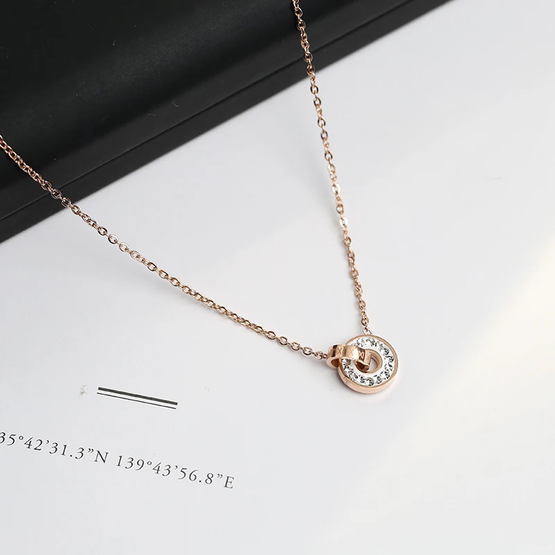 YUN RUO ожерелье с подвеской из титановой стали розовое золото подарок на день