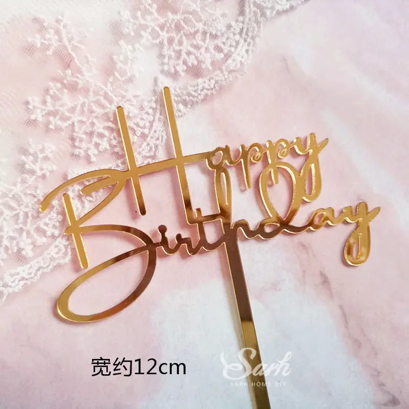 2pc birthday Шикарная Золотая Корона, бант, единорог, топперы для торта, принадлежности для детского дня, вечерние, свадебные, Валентина, Помолвочные украшения, милые подарки - Цвет: 2pc birthday
