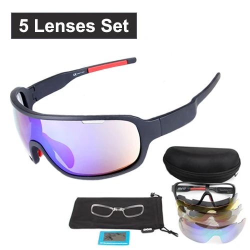 5 lens black NEWBOLER, 5 линз, солнцезащитные очки для велоспорта, поляризационные, мужские, женские, UV400, спортивные очки, очки для шоссейного велосипеда, gafas ciclismo, для велосипедных люнетов - Цвет: 5 lens black