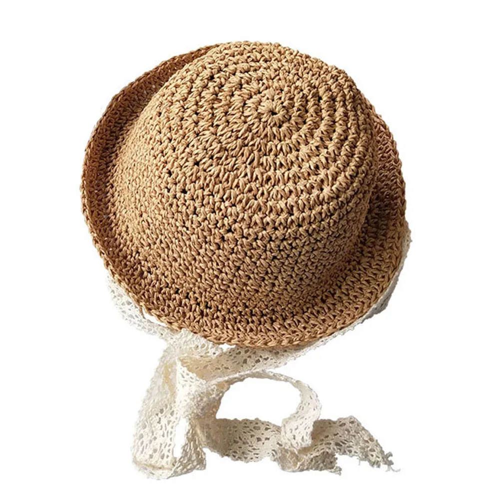 Соломенная шляпа для маленьких девочек летняя ветрозащитная пляжная от солнца с