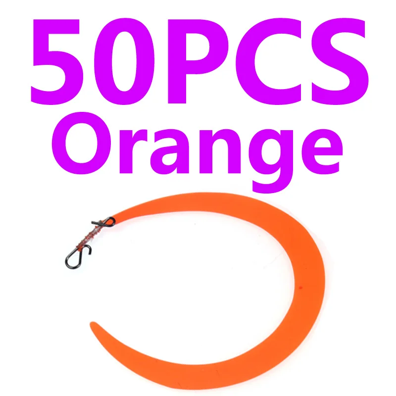 50pcs Orange 50 шт. для морской рыбалки M Pretied Fishing Fly Wiggle Tail приманка/джиг хвосты с быстрой защелкой для хищника форель, Щука-бас - Цвет: 50pcs Orange