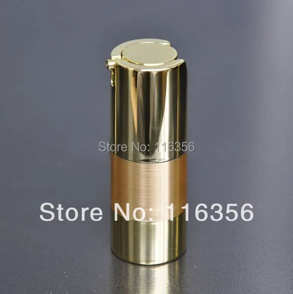 15 мл УФ Золотой безвоздушный вакуумный насос бутылка для лосьона с серебряной