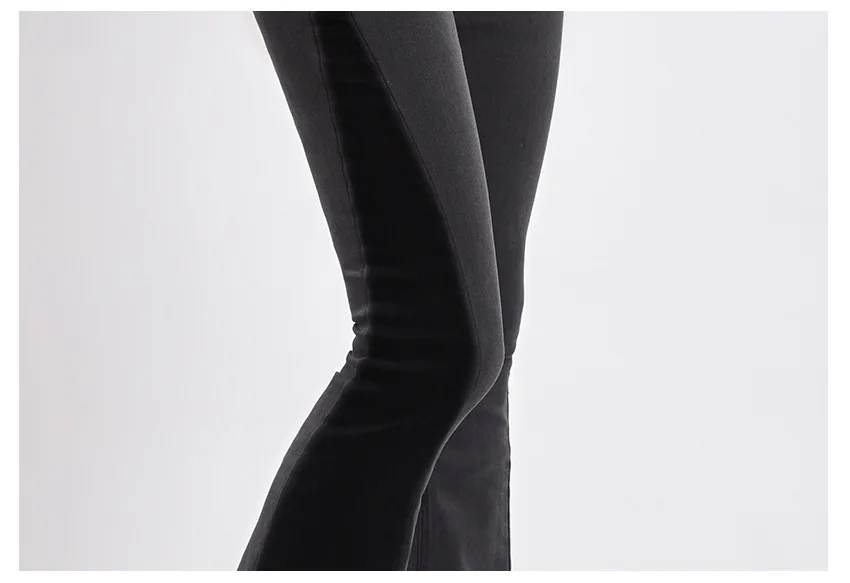 KENNTRICE Slim Fit Elastic Skinny женские брюки клёш Растяжка мягкая средняя талия колокольчик-низ штаны женские джинсы черный