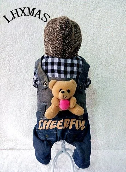 

Зимняя теплая толстовка в клетку с четырьмя ножками для домашних животных, модель D756