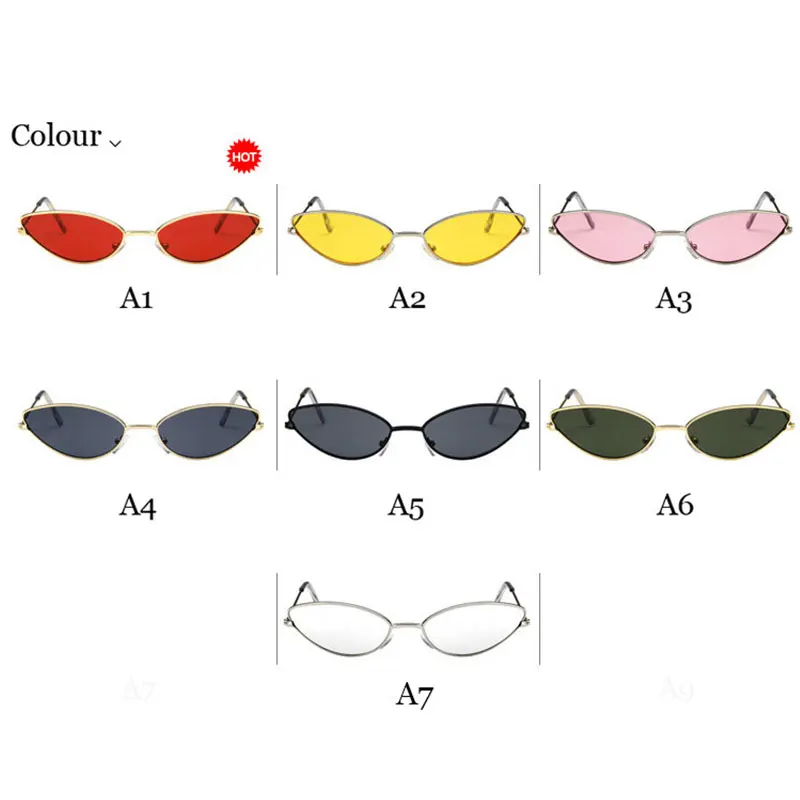 Солнцезащитные очки кошачий глаз маленькие корейские в металлической оправе