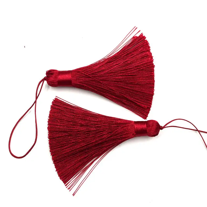 Crimson 2 шт./лот, 8 см, шелковая кисточка, бахрома для шитья, кисточка для ключей, кисточки для шелковых кистей, сделай сам, украшение, Аксессуары для штор, запчасти - Цвет: Crimson