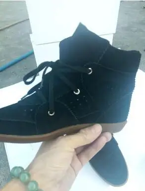 color 1 Qianruiti Bobby/модные кроссовки; ботильоны из натуральной кожи, увеличивающие рост; 7 см; женская обувь; повседневные ботинки; обувь на танкетке - Цвет: color 1