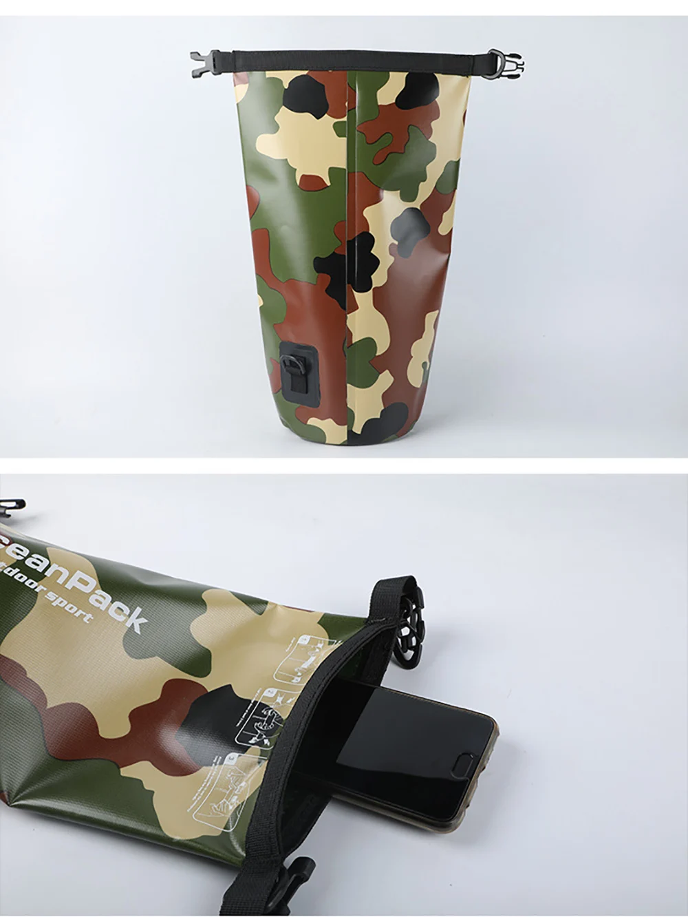 2L/5L/10L/15L/20L/30L утолщенная камуфляжная Водонепроницаемая наружная рафтинговая ПВХ сухая сумка на плечо для хранения Океанский рюкзак для плавания