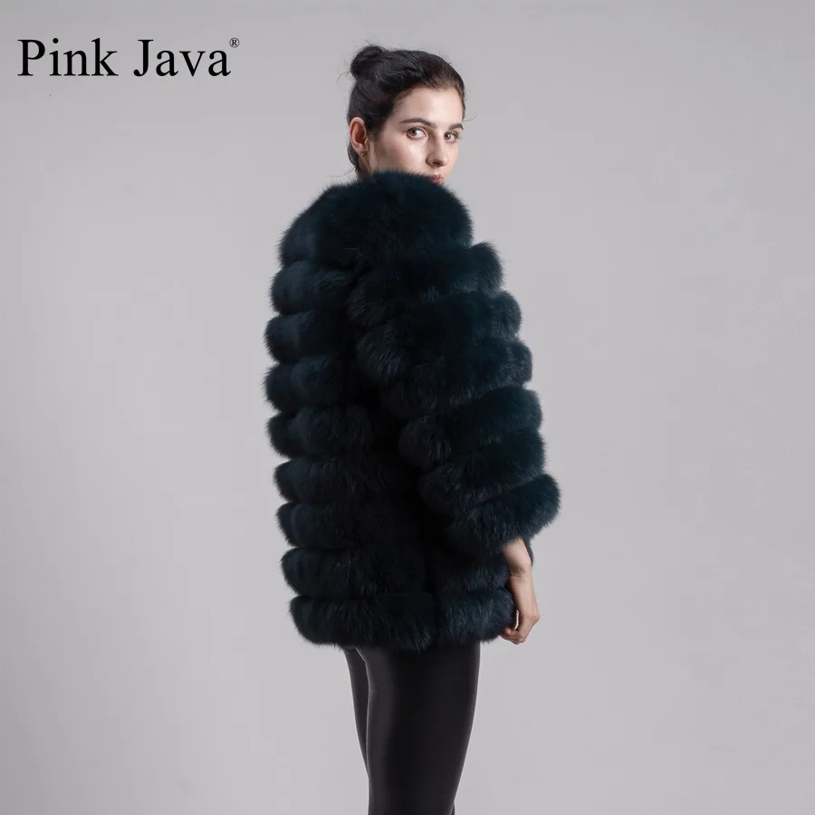 Женское пальто из натурального Лисьего меха розовое java QC8063 модная Роскошная
